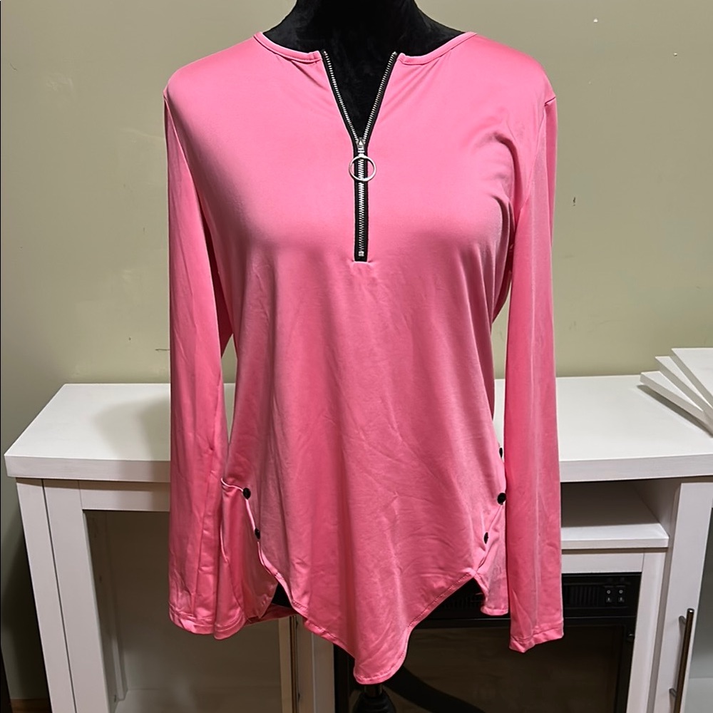 Pink Zippered Women's Top